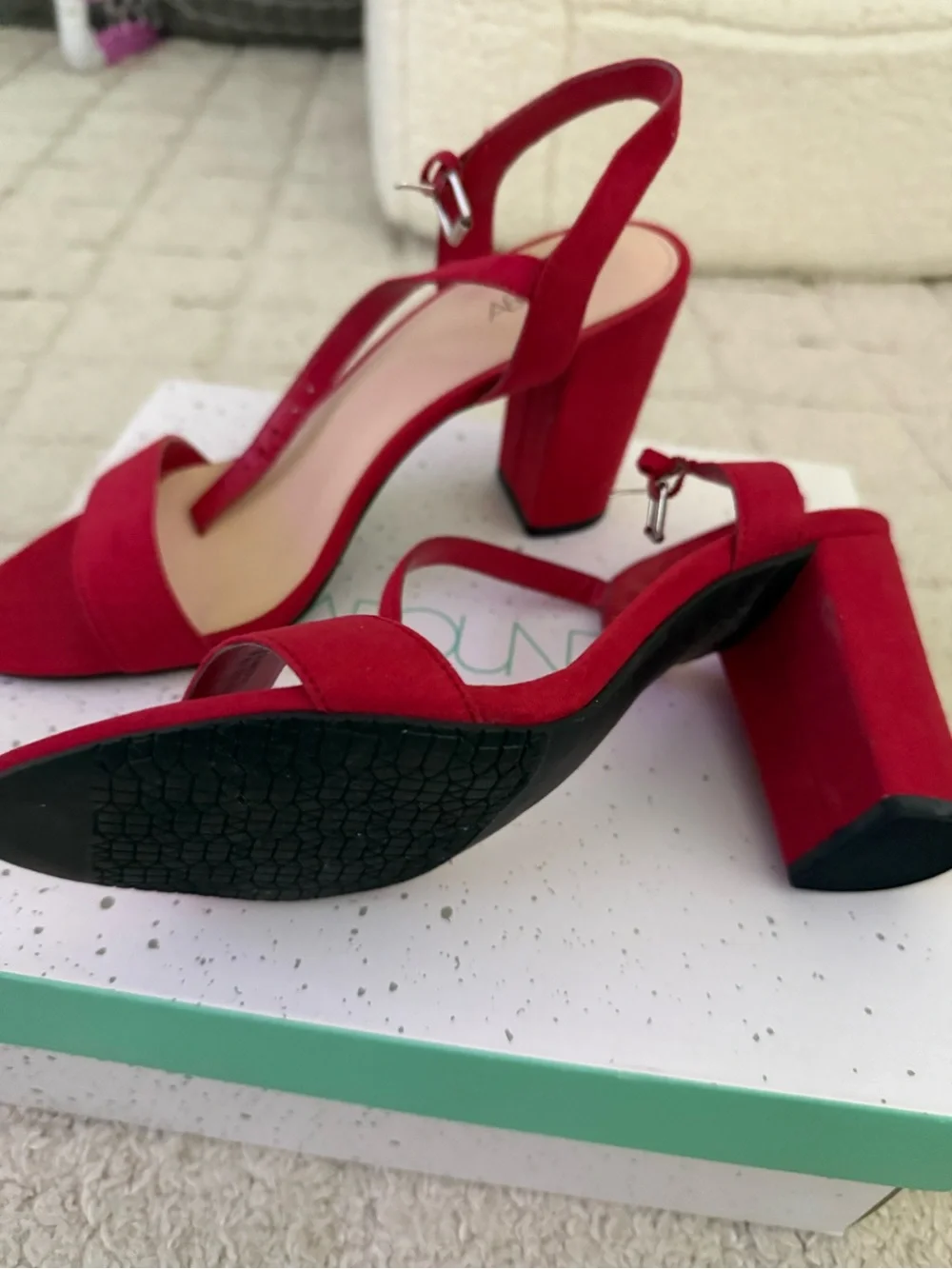Abound Red Suede Block Heel Slingback Sandals